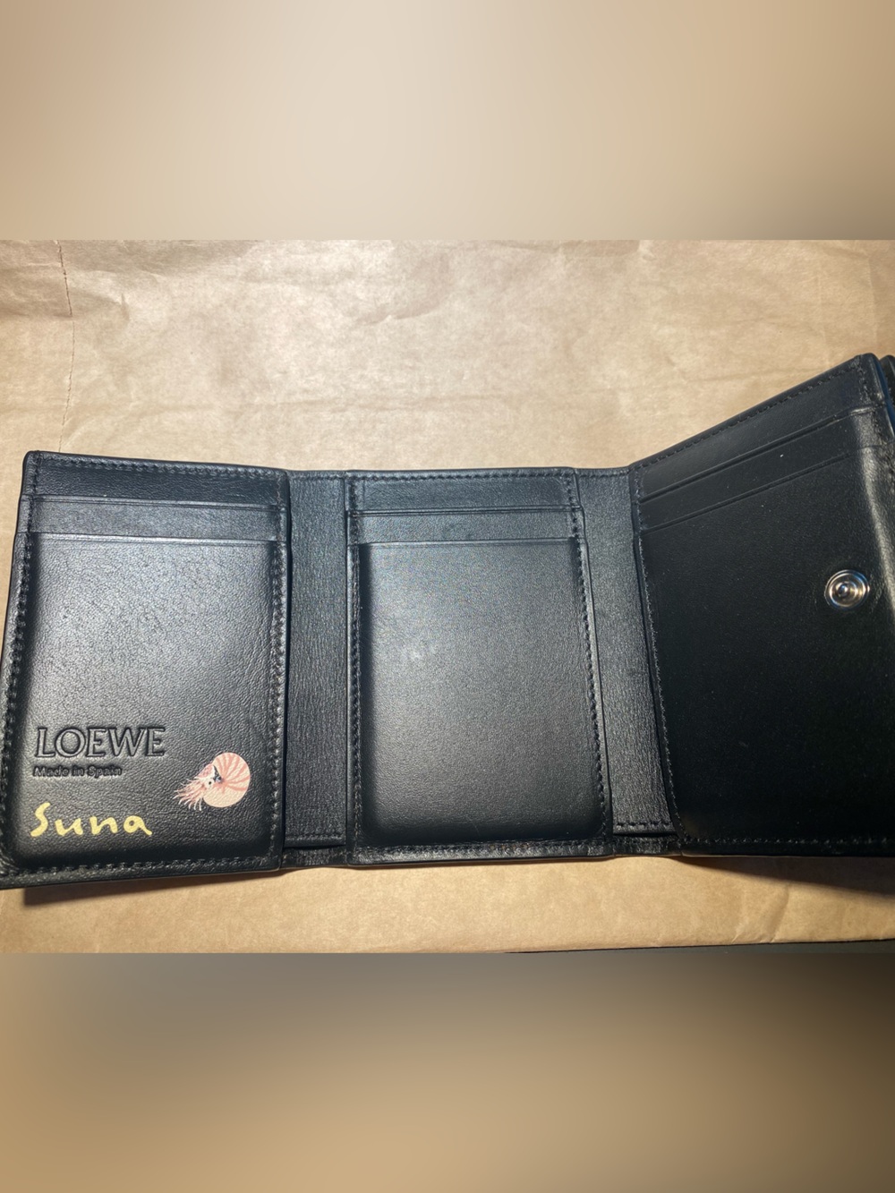 Loewe x FUJITA Black Leather Kids Whale & Swimmers Wallet - Picture 3 of 4